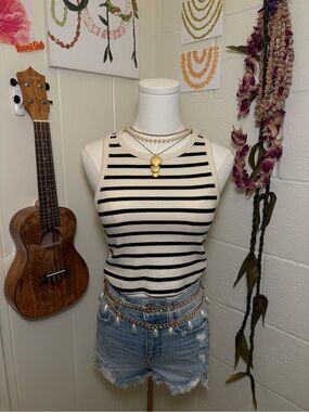 Striped Sleeveless Crop Top